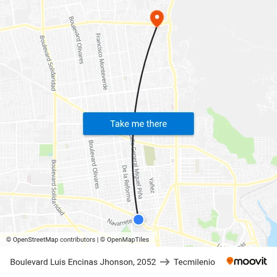 Boulevard Luis Encinas Jhonson, 2052 to Tecmilenio map