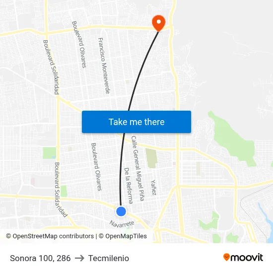 Sonora 100, 286 to Tecmilenio map