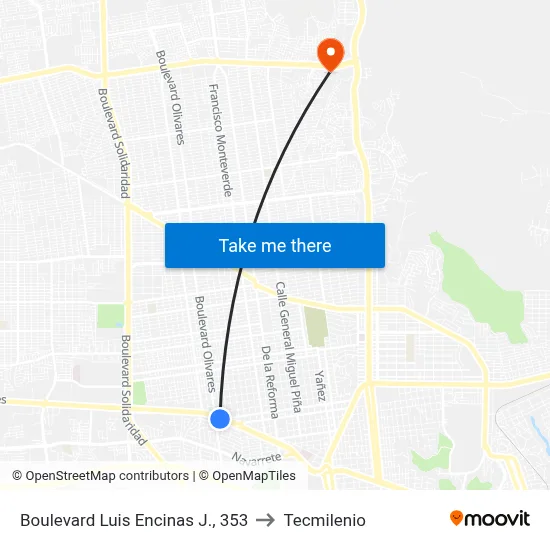 Boulevard Luis Encinas J., 353 to Tecmilenio map