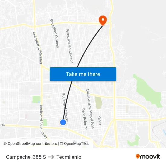 Campeche, 385-S to Tecmilenio map
