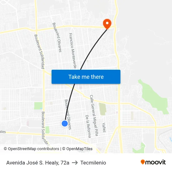 Avenida José S. Healy, 72a to Tecmilenio map