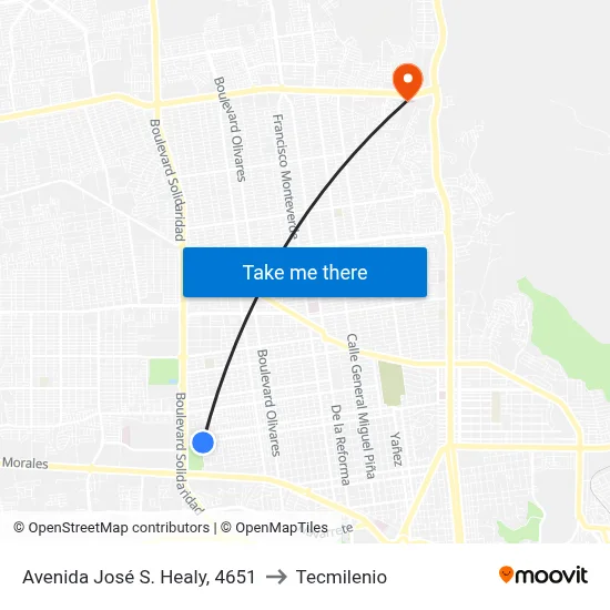 Avenida José S. Healy, 4651 to Tecmilenio map