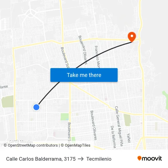 Calle Carlos Balderrama, 3175 to Tecmilenio map