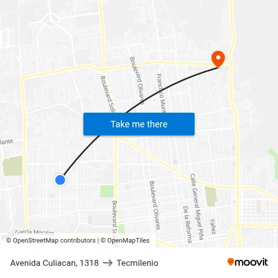 Avenida Culiacan, 1318 to Tecmilenio map