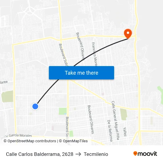 Calle Carlos Balderrama, 2628 to Tecmilenio map