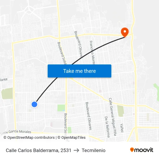 Calle Carlos Balderrama, 2531 to Tecmilenio map