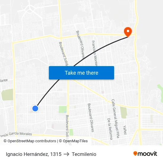 Ignacio Hernández, 1315 to Tecmilenio map