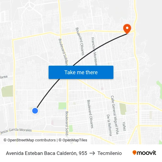 Avenida Esteban Baca Calderón, 955 to Tecmilenio map