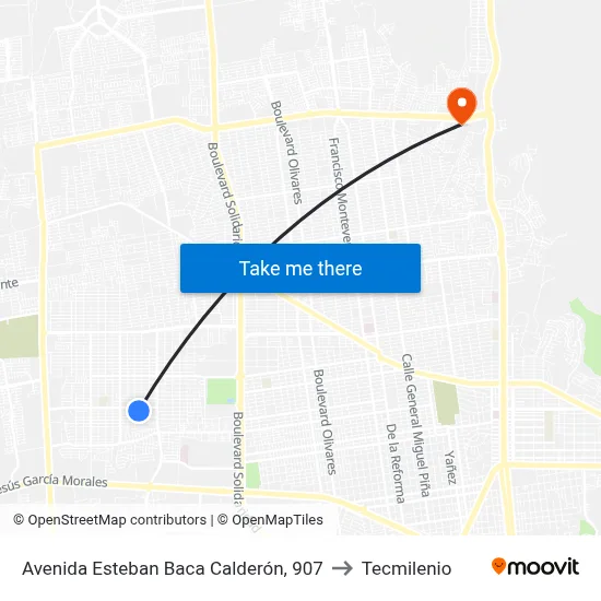 Avenida Esteban Baca Calderón, 907 to Tecmilenio map