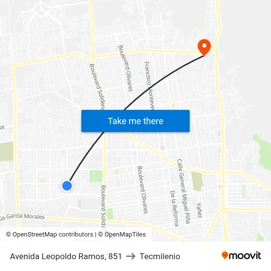 Avenida Leopoldo Ramos, 851 to Tecmilenio map