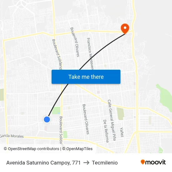 Avenida Saturnino Campoy, 771 to Tecmilenio map