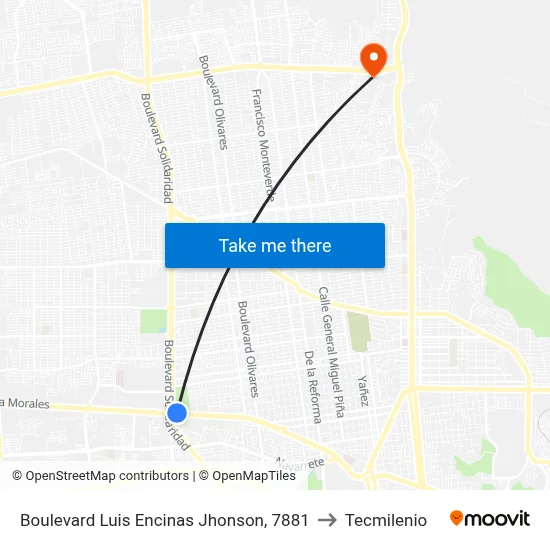 Boulevard Luis Encinas Jhonson, 7881 to Tecmilenio map