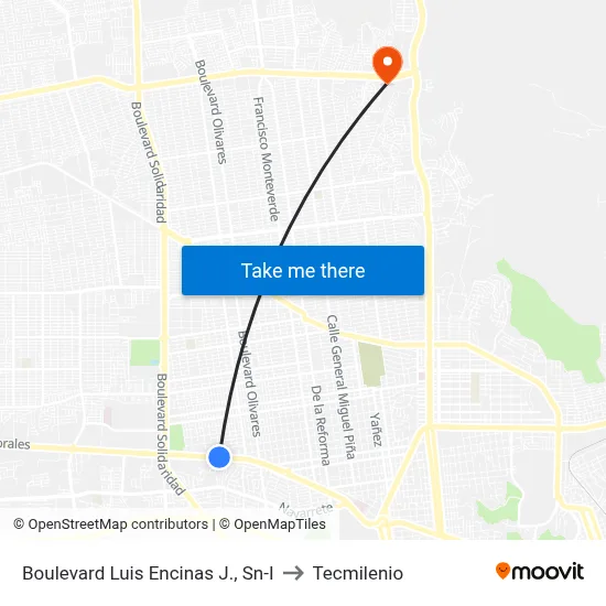 Boulevard Luis Encinas J., Sn-I to Tecmilenio map