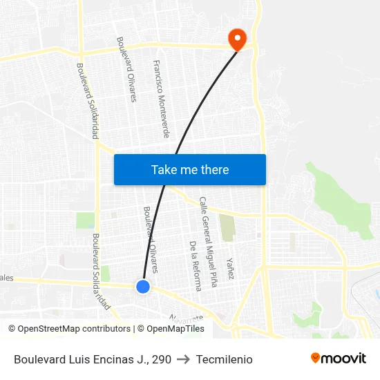 Boulevard Luis Encinas J., 290 to Tecmilenio map