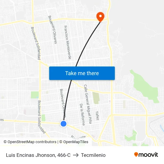 Luis Encinas Jhonson, 466-C to Tecmilenio map