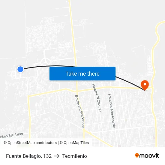 Fuente Bellagio, 132 to Tecmilenio map