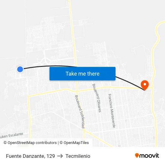 Fuente Danzante, 129 to Tecmilenio map