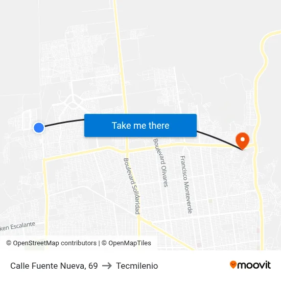 Calle Fuente Nueva, 69 to Tecmilenio map