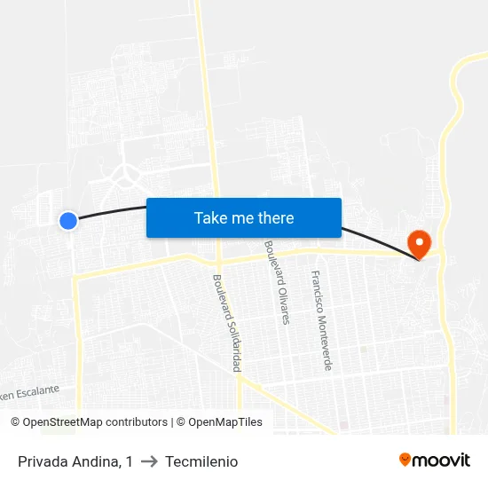Privada Andina, 1 to Tecmilenio map
