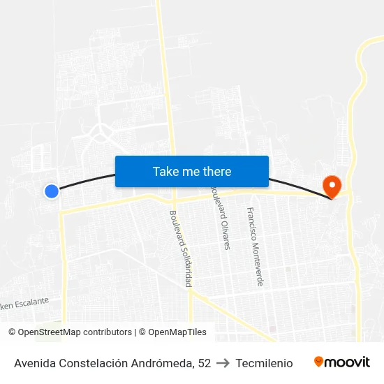 Avenida Constelación Andrómeda, 52 to Tecmilenio map
