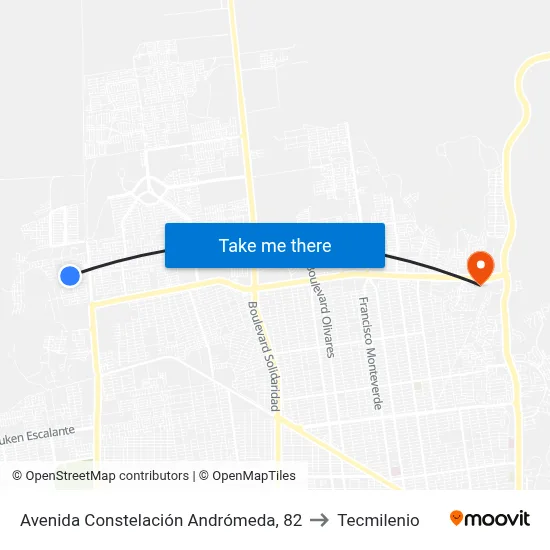 Avenida Constelación Andrómeda, 82 to Tecmilenio map