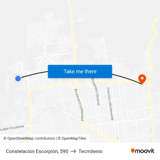 Constelación Escorpión, 590 to Tecmilenio map