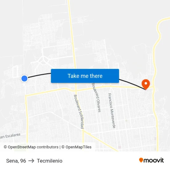 Sena, 96 to Tecmilenio map