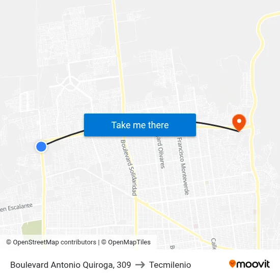Boulevard Antonio Quiroga, 309 to Tecmilenio map