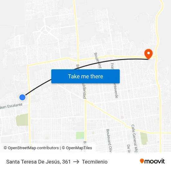 Santa Teresa De Jesús, 361 to Tecmilenio map