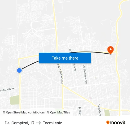 Del Campizal, 17 to Tecmilenio map