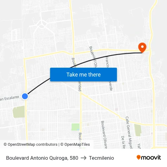 Boulevard Antonio Quiroga, 580 to Tecmilenio map