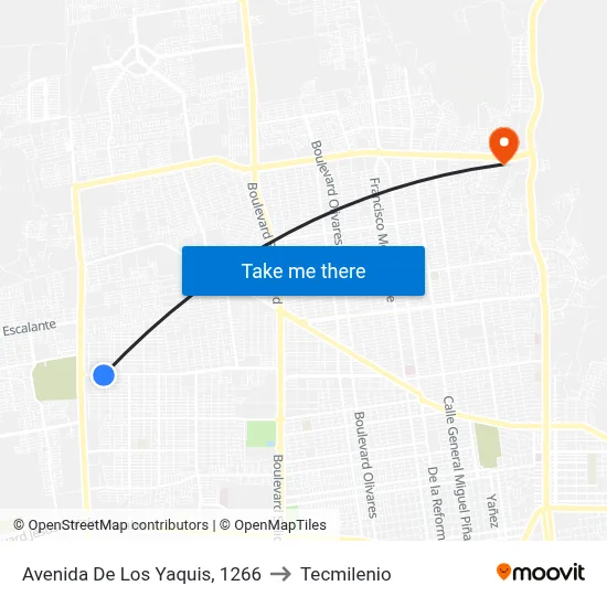 Avenida De Los Yaquis, 1266 to Tecmilenio map