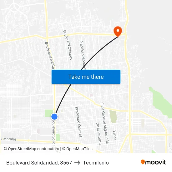 Boulevard Solidaridad, 8567 to Tecmilenio map