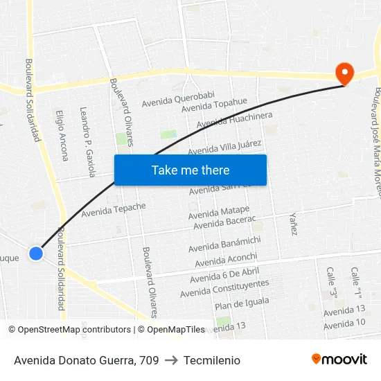 Avenida Donato Guerra, 709 to Tecmilenio map