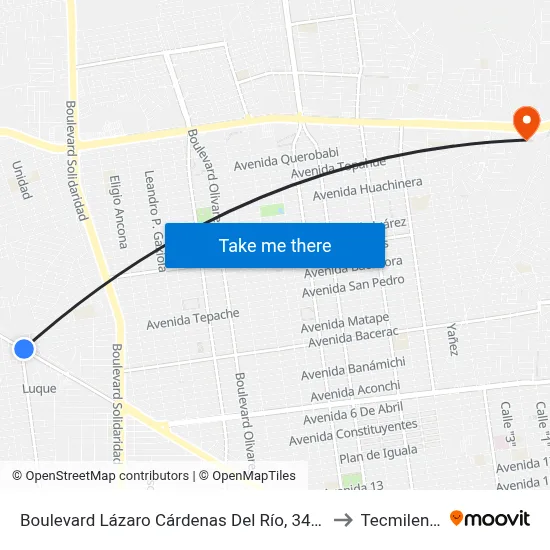Boulevard Lázaro Cárdenas Del Río, 3461 to Tecmilenio map