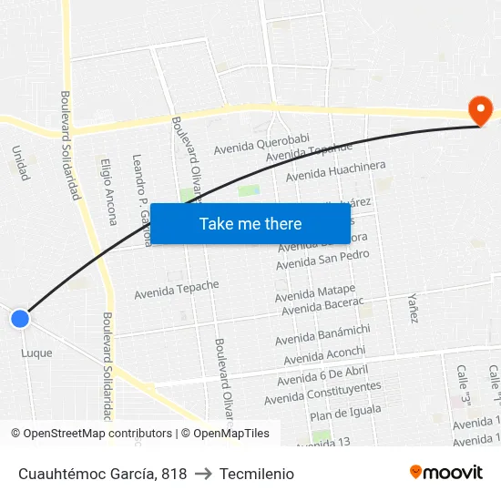 Cuauhtémoc García, 818 to Tecmilenio map