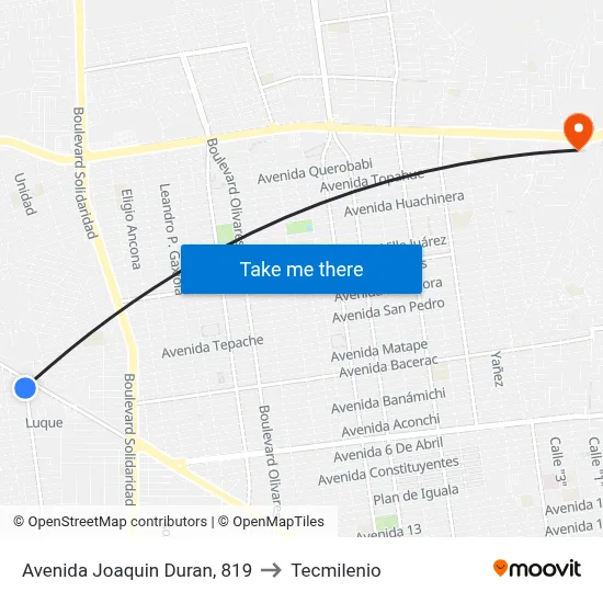 Avenida Joaquin Duran, 819 to Tecmilenio map