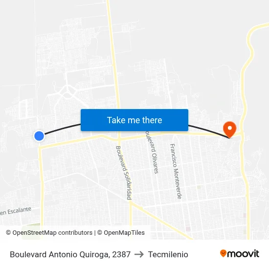 Boulevard Antonio Quiroga, 2387 to Tecmilenio map