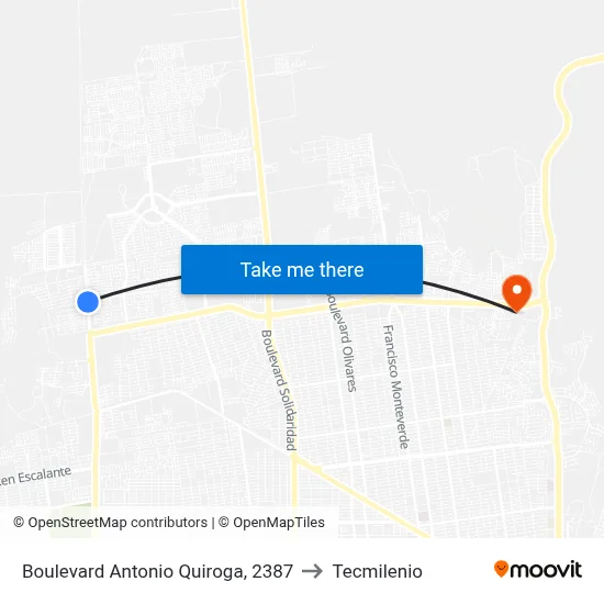 Boulevard Antonio Quiroga, 2387 to Tecmilenio map