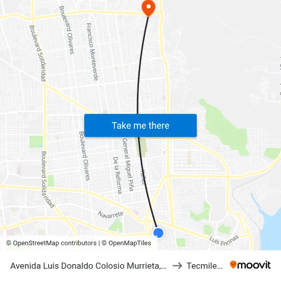 Avenida Luis Donaldo Colosio Murrieta, 73-S to Tecmilenio map