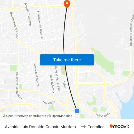 Avenida Luis Donaldo Colosio Murrieta, 4 to Tecmilenio map