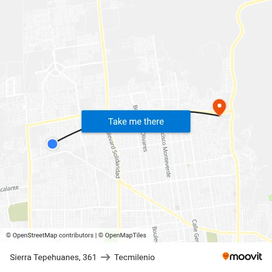 Sierra Tepehuanes, 361 to Tecmilenio map