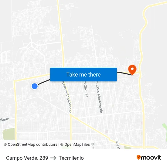 Campo Verde, 289 to Tecmilenio map