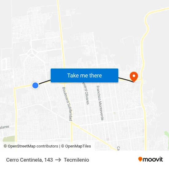 Cerro Centinela, 143 to Tecmilenio map