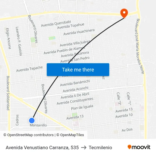 Avenida Venustiano Carranza, 535 to Tecmilenio map