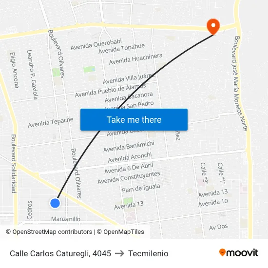 Calle Carlos Caturegli, 4045 to Tecmilenio map