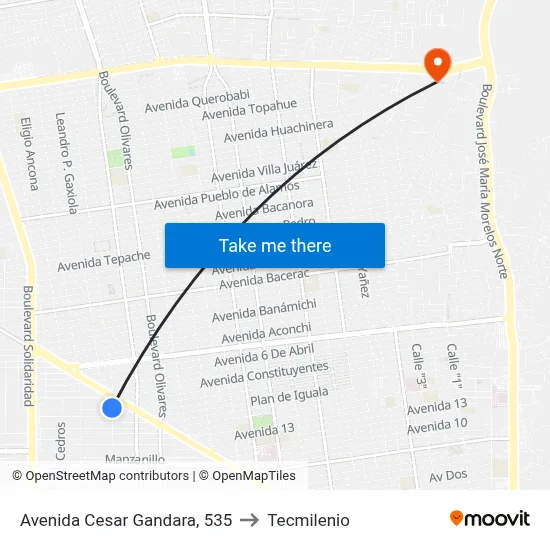 Avenida Cesar Gandara, 535 to Tecmilenio map