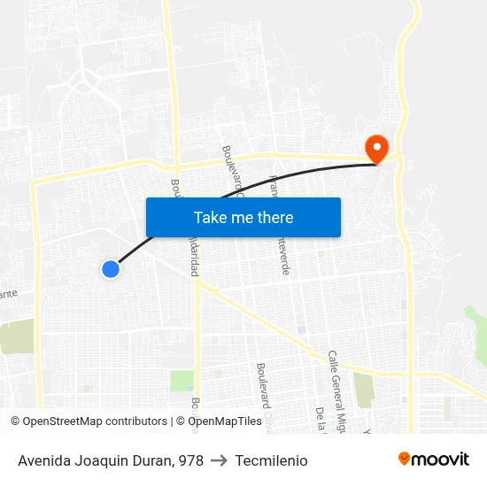 Avenida Joaquin Duran, 978 to Tecmilenio map