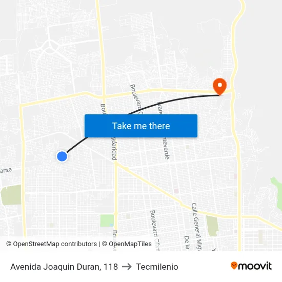 Avenida Joaquin Duran, 118 to Tecmilenio map
