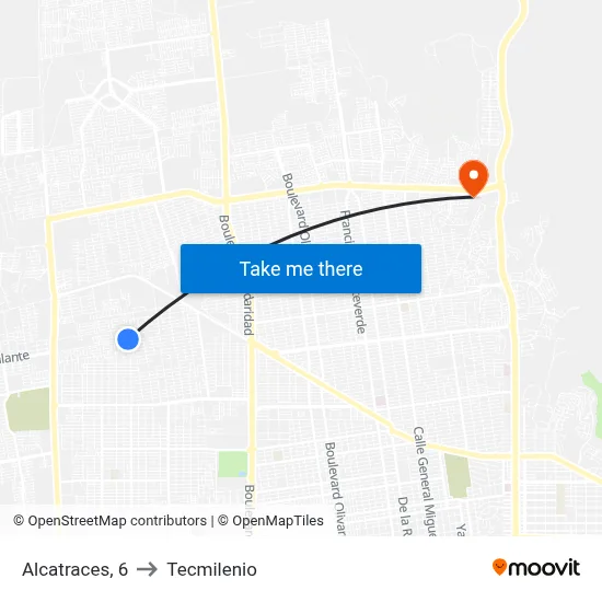 Alcatraces, 6 to Tecmilenio map